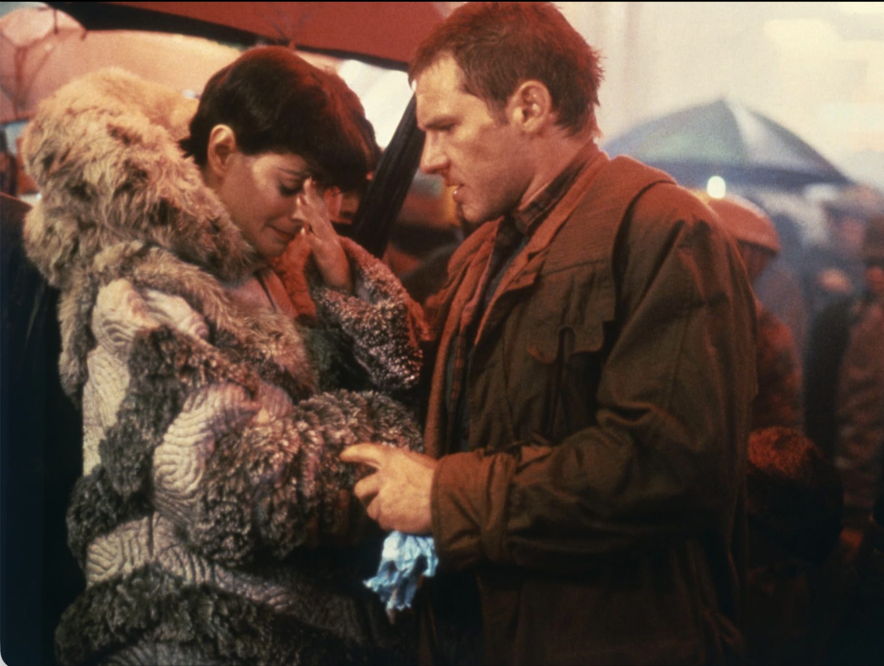 Rachael and Deckard in the street, Blade Runner, 1982